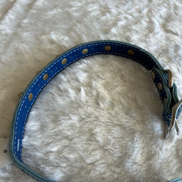 NWT OmniPet Signature Blue Leather Studded Dog Collar 18" - Picture 3 of 6